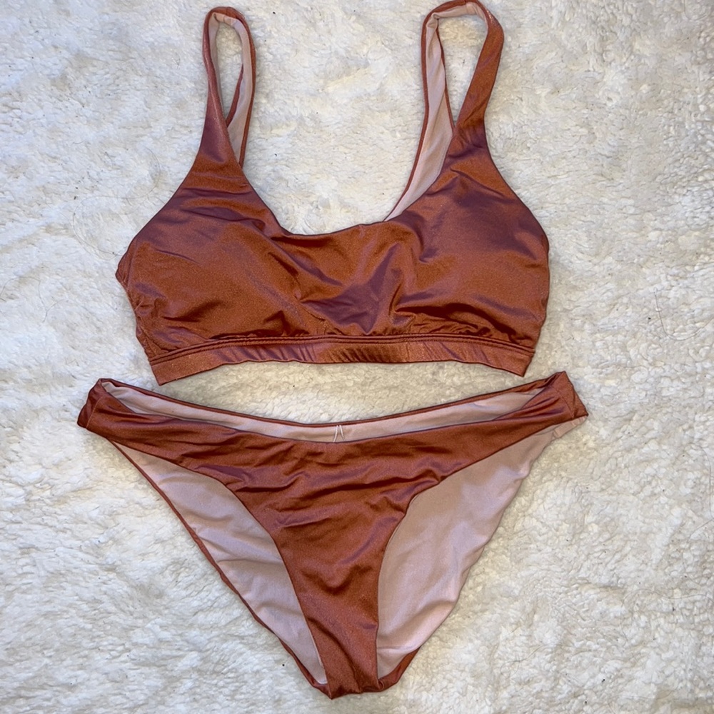 Metallic rose bikini set - size Large
